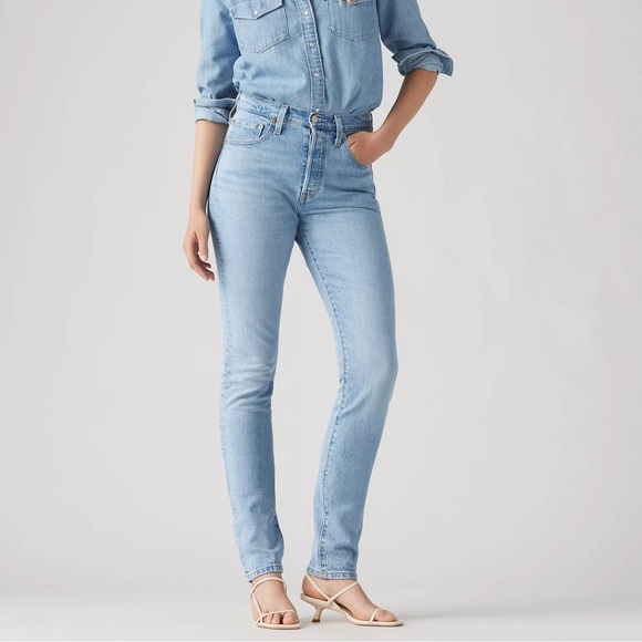 Women’s Levi's 501 Skinny Jeans Blue High Rise Denim Pants High Waisted Size 27 - Picture 3 of 16